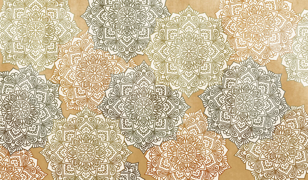 Papier peint Motif floral sur fond beige (UGS : t01099v1)