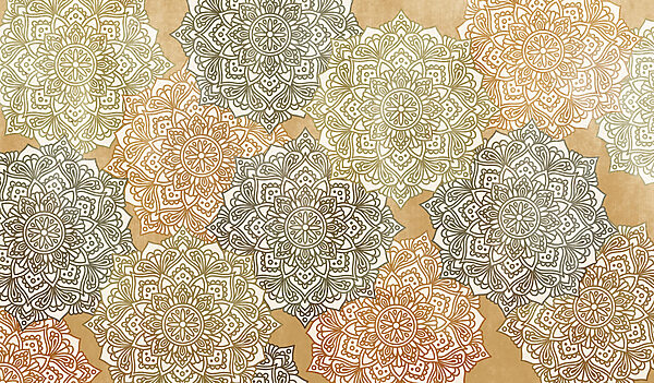 Papier peint Motif floral sur fond beige (UGS : t01099v1)