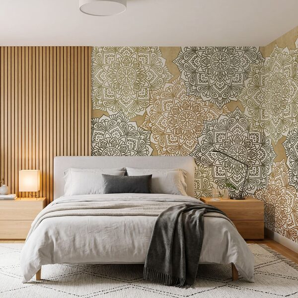 Papier peint Motif floral sur fond beige (UGS : t01099v1)
