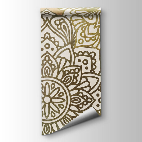 Papier peint Motif floral sur fond beige (UGS : t01099v1)