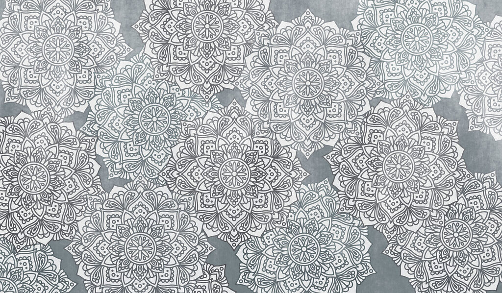 Papier peint Motif de fleurs blanches et grises (UGS : t01099v2)