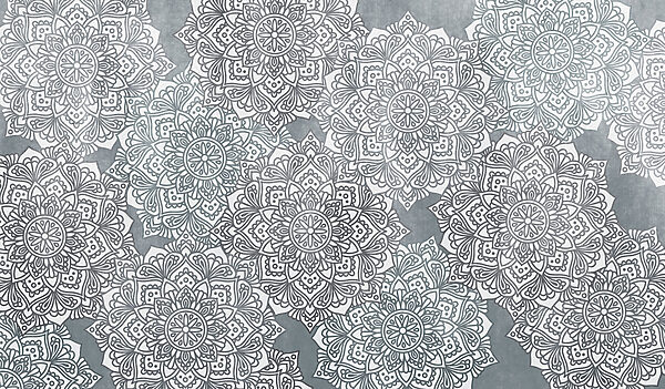 Papier peint Motif de fleurs blanches et grises (UGS : t01099v2)
