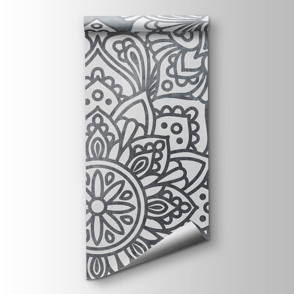 Papier peint Motif de fleurs blanches et grises (UGS : t01099v2)