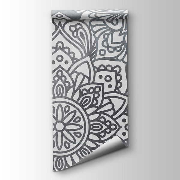Papier peint Motif de fleurs blanches et grises (UGS : t01099v2)