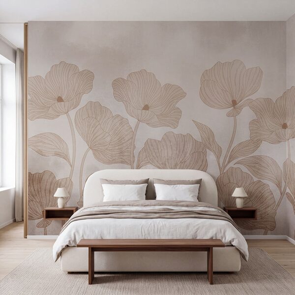 Papier peint Motif floral élégant aux tons doux (UGS : t01100)