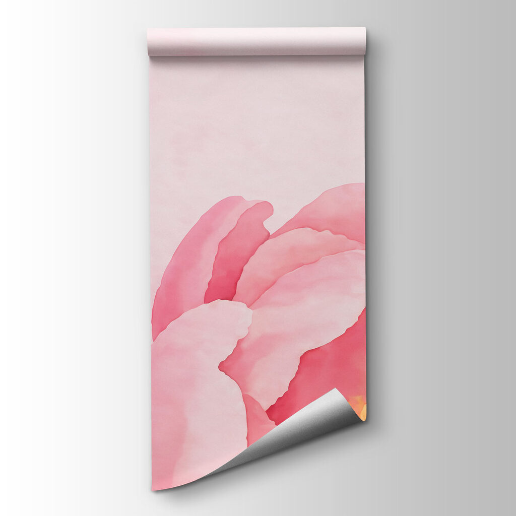 Papier peint Des fleurs roses avec un papillon (UGS : t01101) Papier peint Des fleurs roses avec un papillon (UGS : t01101)