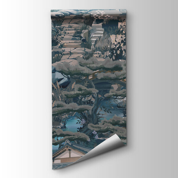 Papier peint Paysage avec des bâtiments et une montagne (UGS : t01062v2) Papier peint Paysage avec des bâtiments et une montagne (UGS : t01062v2)