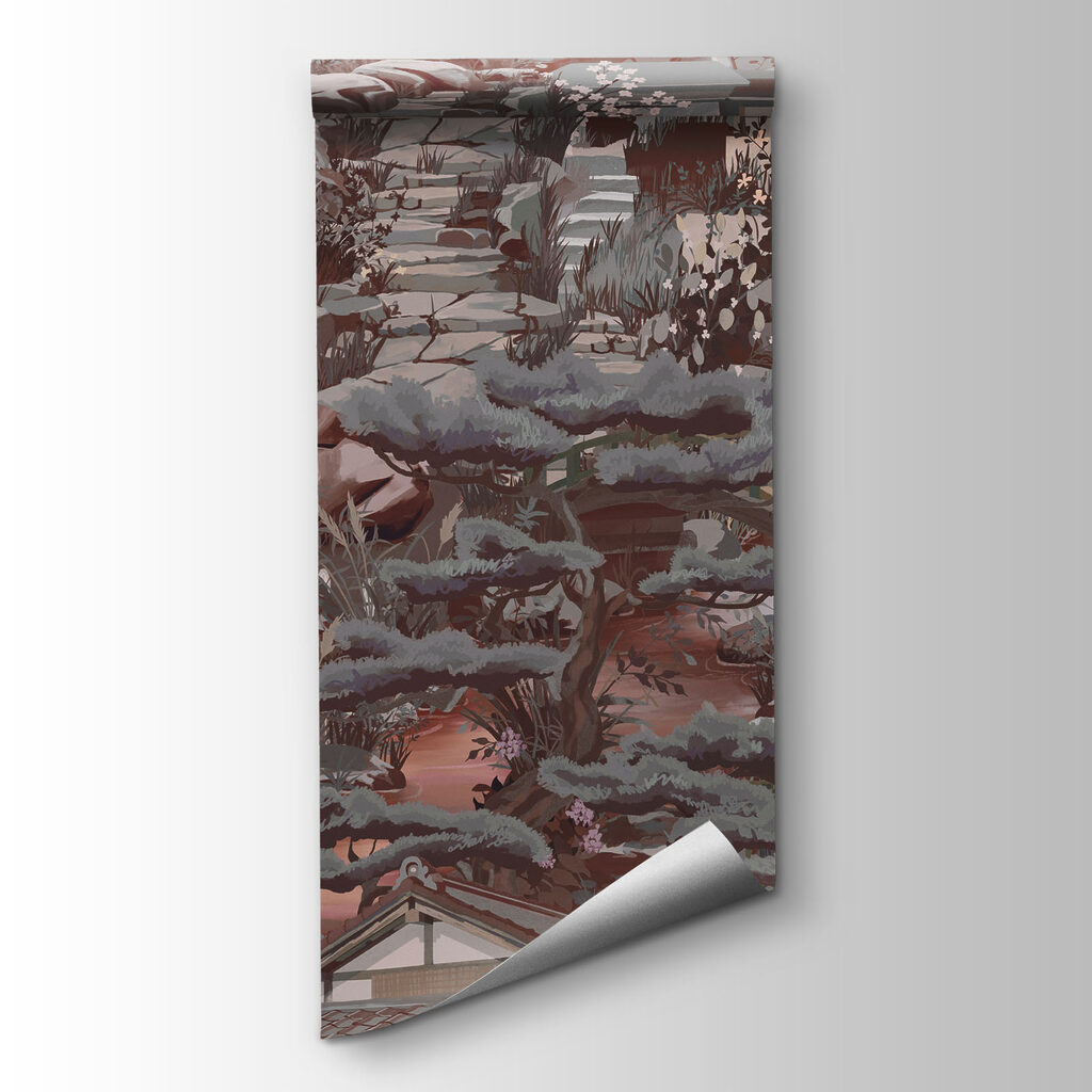 Papier peint Paysage avec des bâtiments et des montagnes (UGS : t01062v3) Papier peint Paysage avec des bâtiments et des montagnes (UGS : t01062v3)
