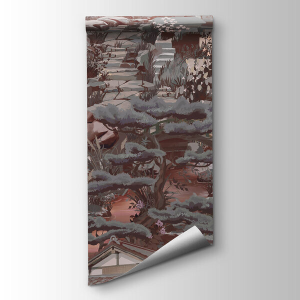Papier peint Paysage avec des bâtiments et des montagnes (UGS : t01062v3) Papier peint Paysage avec des bâtiments et des montagnes (UGS : t01062v3)