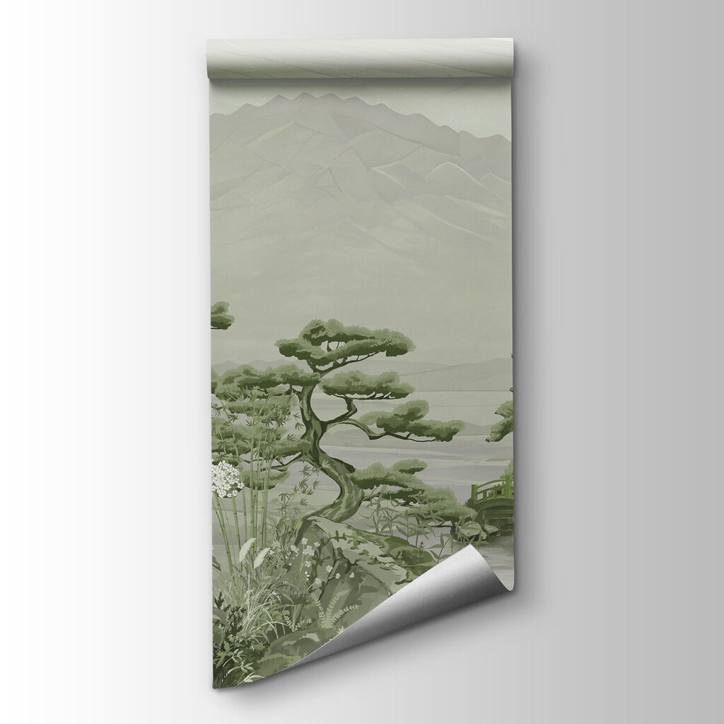 Papier peint Paysage avec des montagnes et des arbres (UGS : t01063v4) Papier peint Paysage avec des montagnes et des arbres (UGS : t01063v4)