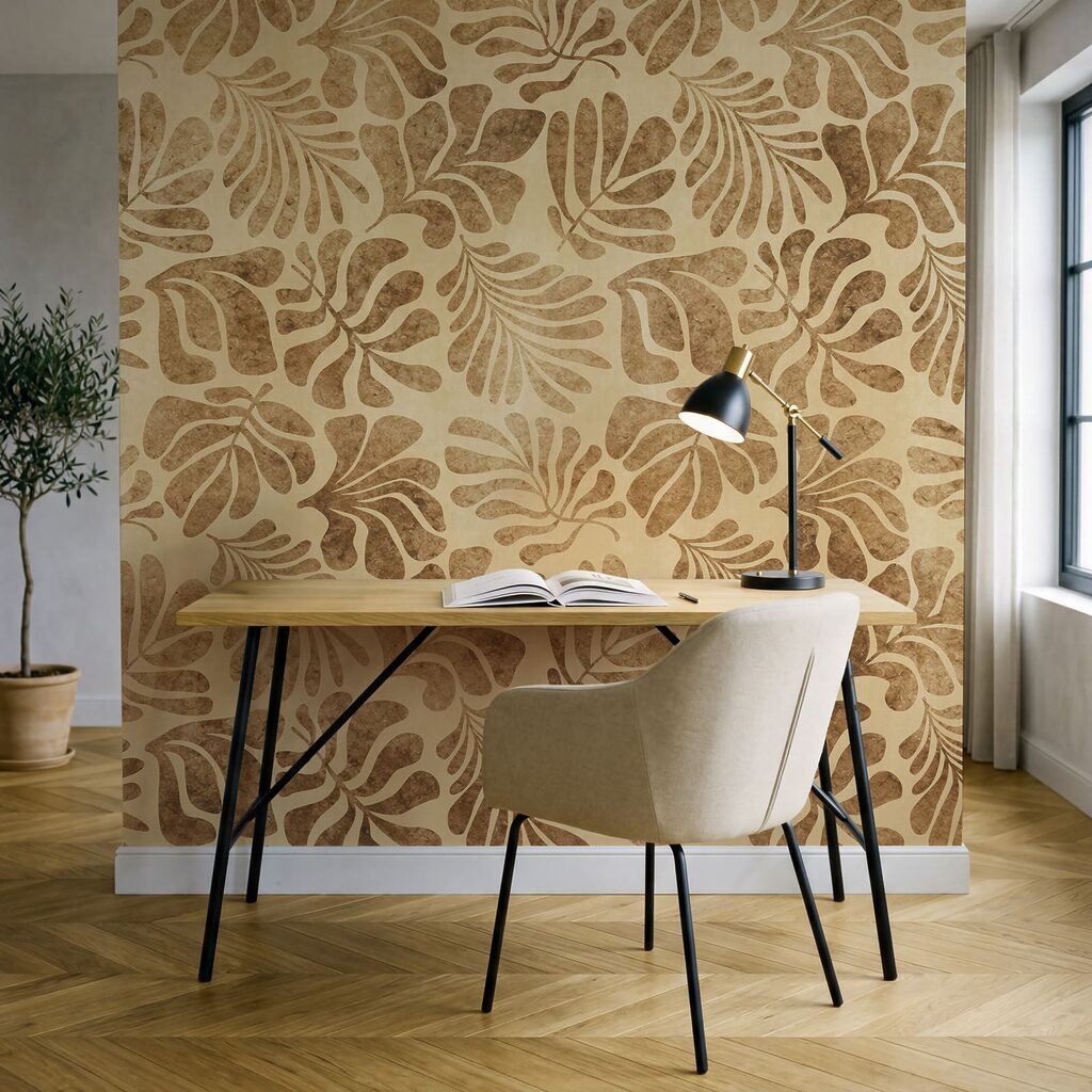 Papier peint Motif de feuilles sur un papier (UGS : t01111)