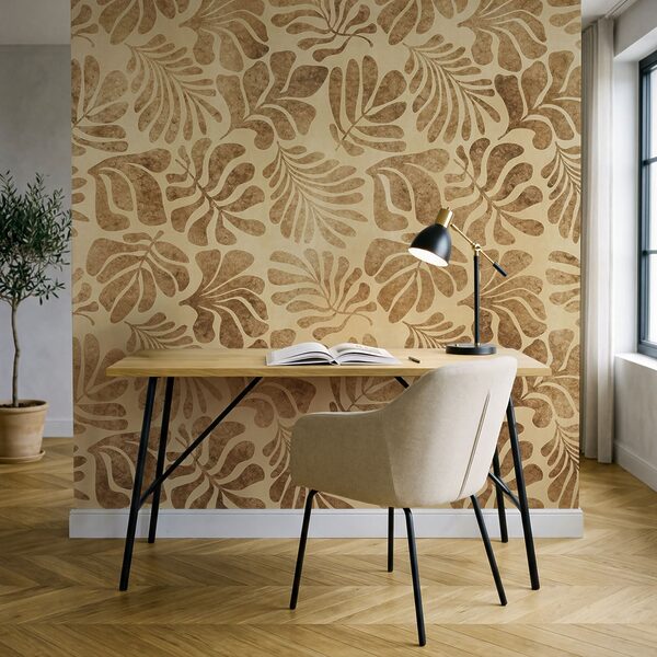 Papier peint Motif de feuilles sur un papier (UGS : t01111)