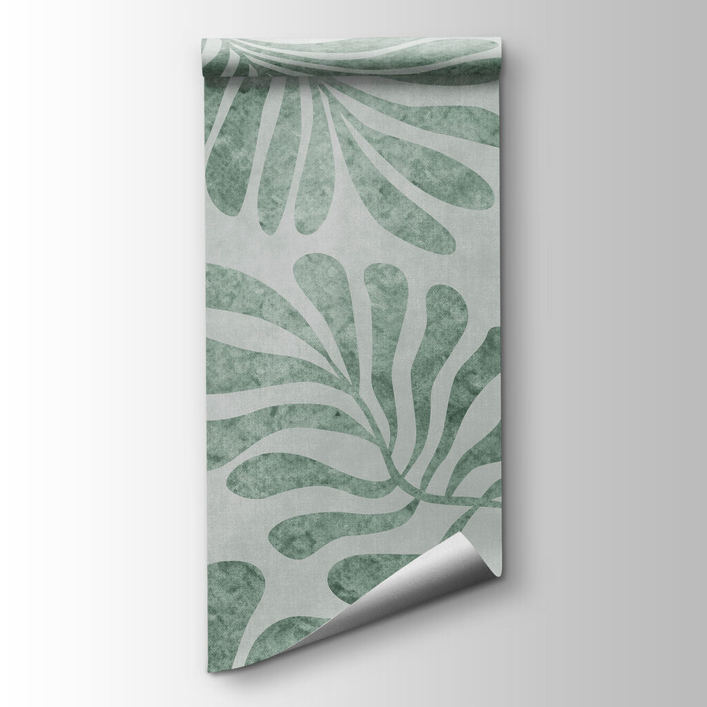 Papier peint Motif de feuilles sur une surface blanche (UGS : t01111v1)