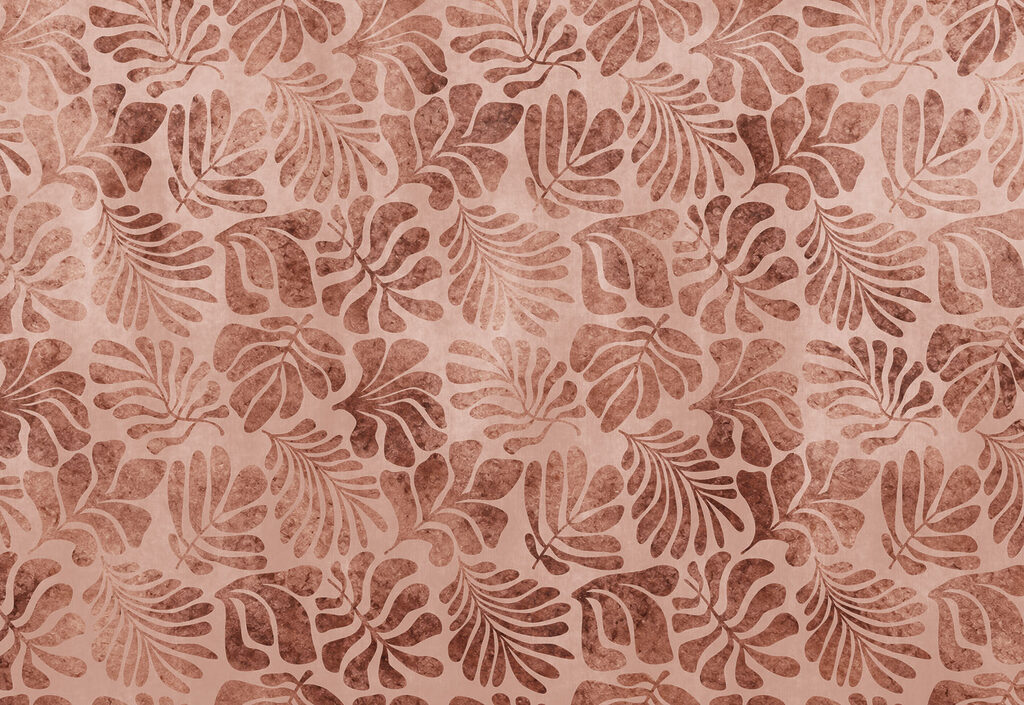 Papier peint Motif de feuilles sur un fond rose (UGS : t01111v3) Papier peint Motif de feuilles sur un fond rose (UGS : t01111v3)