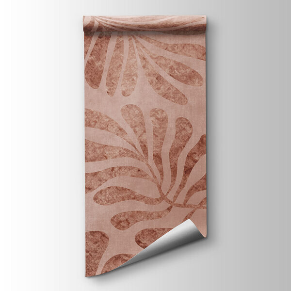 Papier peint Motif de feuilles sur un fond rose (UGS : t01111v3) Papier peint Motif de feuilles sur un fond rose (UGS : t01111v3)