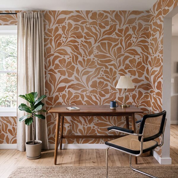 Papier peint Motif floral inspiré de la nature (UGS : t01114) Papier peint Motif floral inspiré de la nature (UGS : t01114)