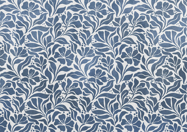 Papier peint Motif floral bleu et blanc (UGS : t01114v1)