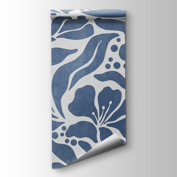 Papier peint Motif floral bleu et blanc (UGS : t01114v1)