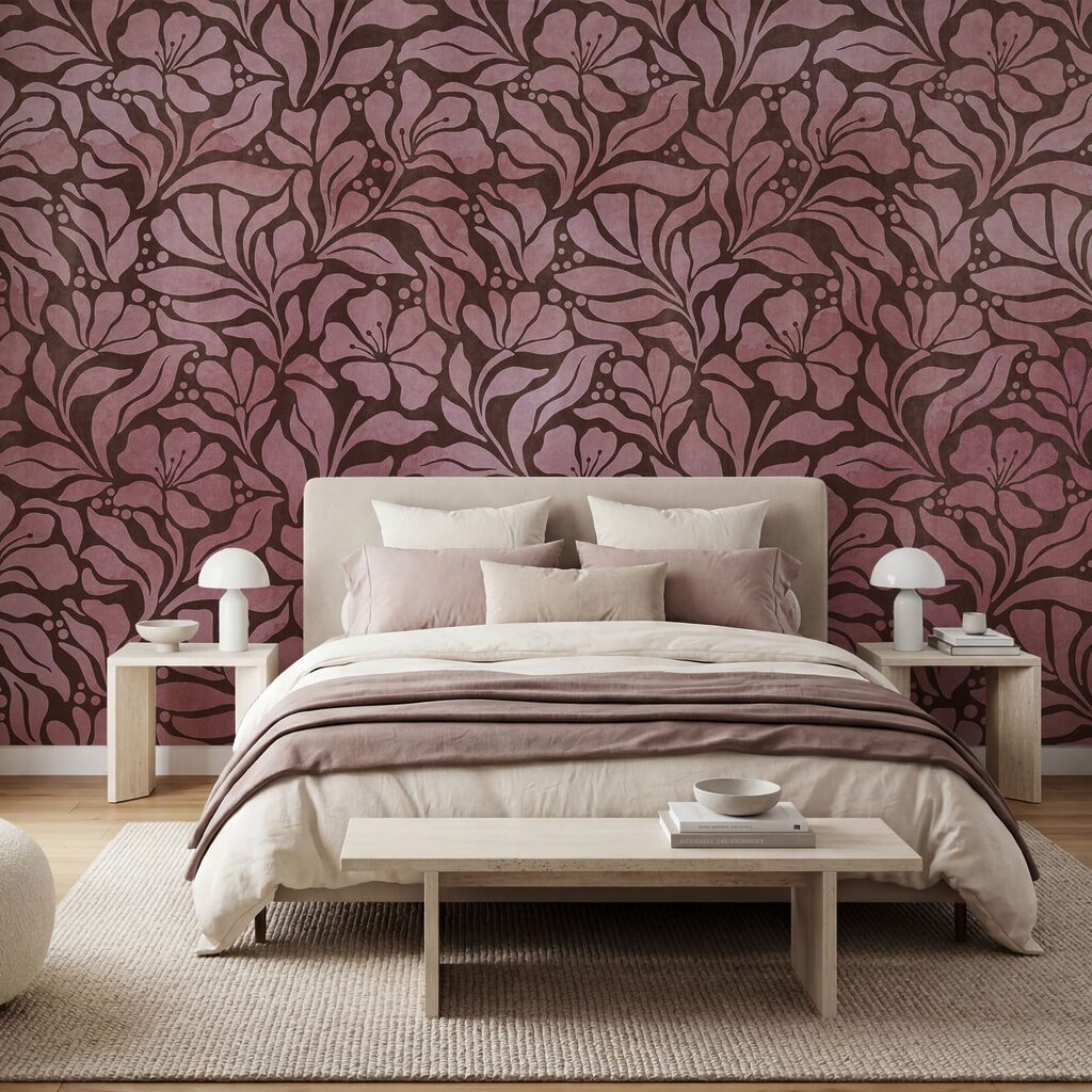 Papier peint Motif de fleurs roses (UGS : t01114v2) Papier peint Motif de fleurs roses (UGS : t01114v2)