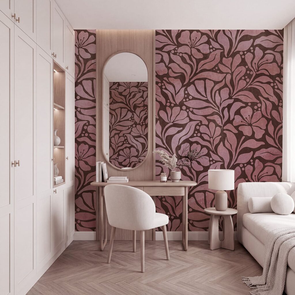 Papier peint Motif de fleurs roses (UGS : t01114v2) Papier peint Motif de fleurs roses (UGS : t01114v2)