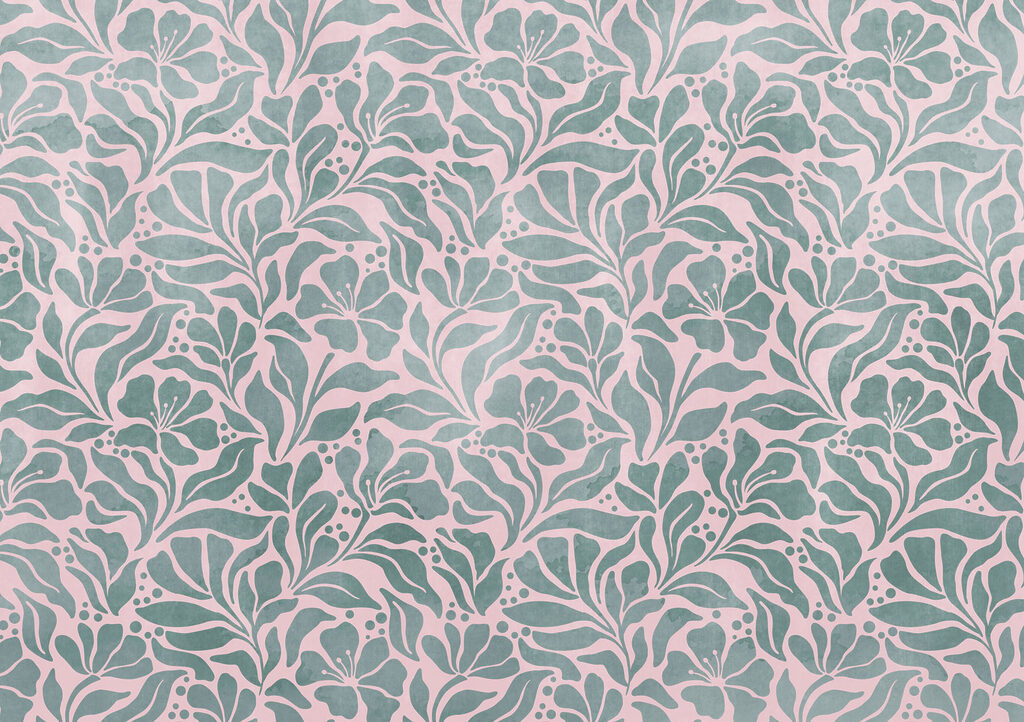 Papier peint Motif de feuilles sur fond rose (UGS : t01114v3) Papier peint Motif de feuilles sur fond rose (UGS : t01114v3)