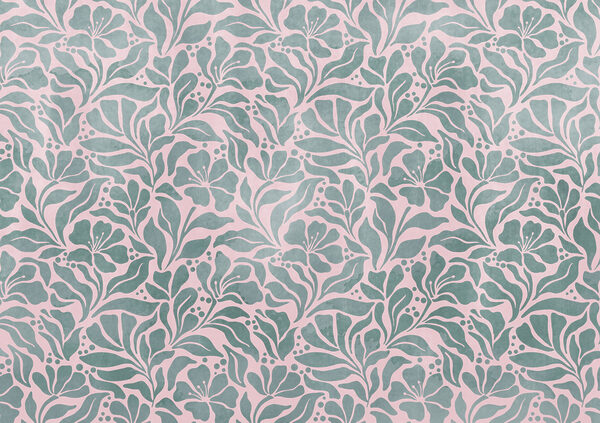 Papier peint Motif de feuilles sur fond rose (UGS : t01114v3) Papier peint Motif de feuilles sur fond rose (UGS : t01114v3)