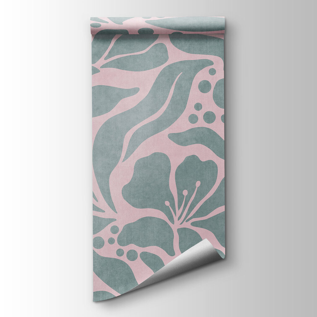 Papier peint Motif de feuilles sur fond rose (UGS : t01114v3) Papier peint Motif de feuilles sur fond rose (UGS : t01114v3)