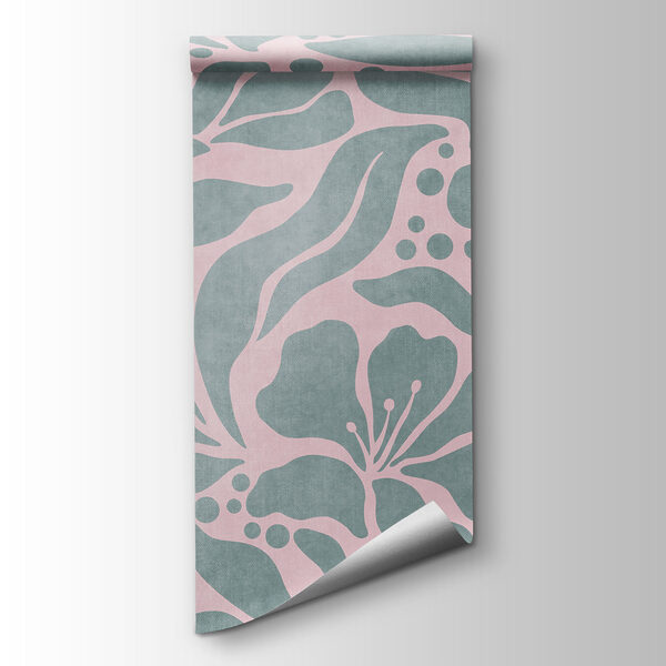 Papier peint Motif de feuilles sur fond rose (UGS : t01114v3) Papier peint Motif de feuilles sur fond rose (UGS : t01114v3)