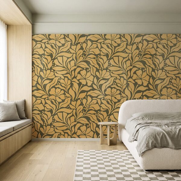 Papier peint Motif des feuilles et des fleurs (UGS : t01114v4)