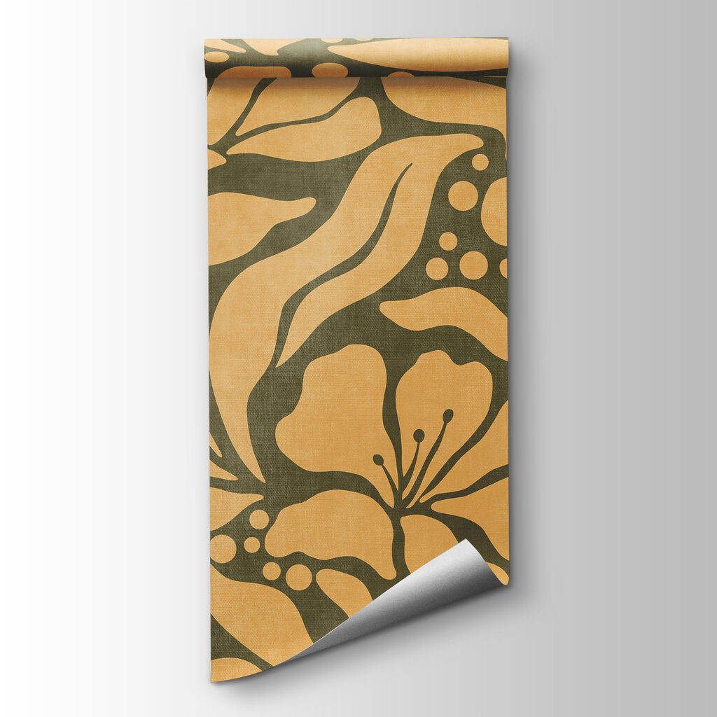 Papier peint Motif des feuilles et des fleurs (UGS : t01114v4)