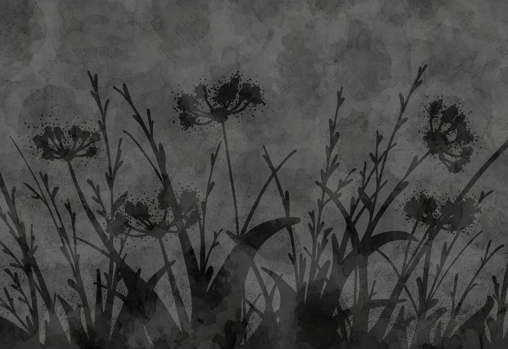 Papier peint Image en noir et blanc de fleurs (UGS : t01087) Papier peint Image en noir et blanc de fleurs (UGS : t01087)