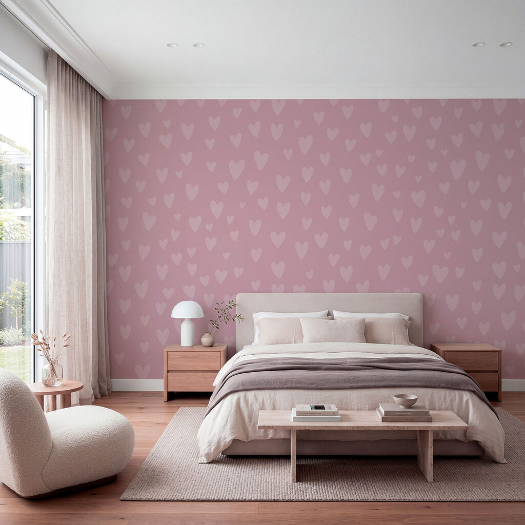 Papier peint Fond rose avec des cœurs (UGS : t01088) Papier peint Fond rose avec des cœurs (UGS : t01088)