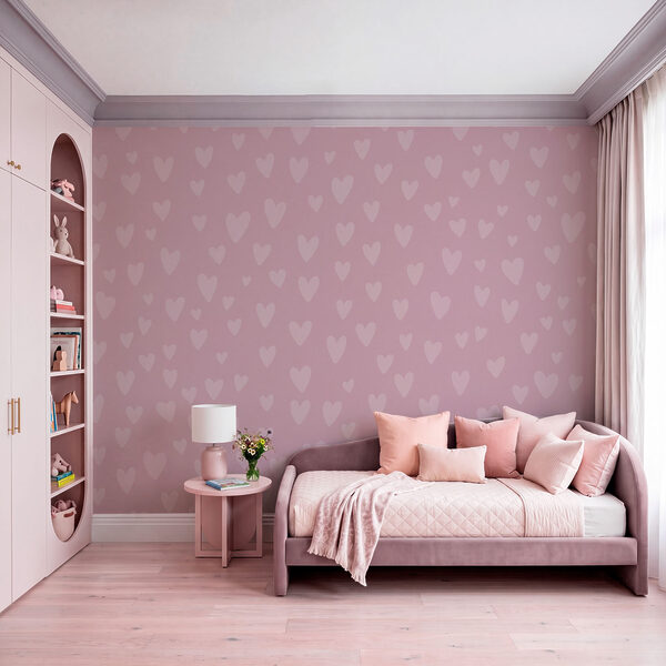 Papier peint Fond rose avec des cœurs (UGS : t01088) Papier peint Fond rose avec des cœurs (UGS : t01088)