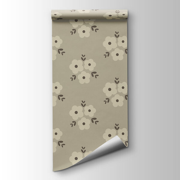 Papier peint Motif floral sur fond beige (UGS : t01079)