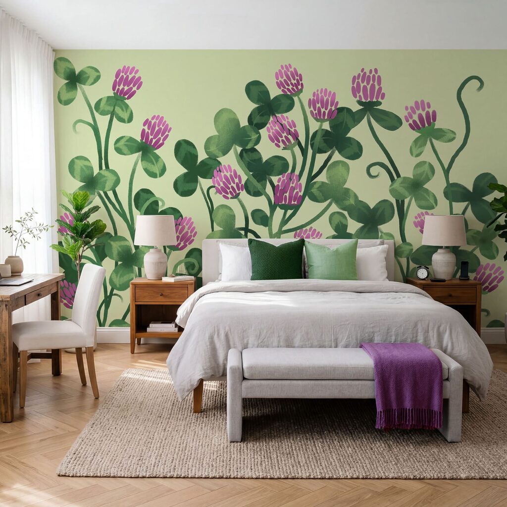 Papier peint - Des fleurs aux couleurs éclatantes au milieu d'une végétation luxuriante (UGS : t01121) Papier peint - Des fleurs aux couleurs éclatantes au milieu d'une végétation luxuriante (UGS : t01121)