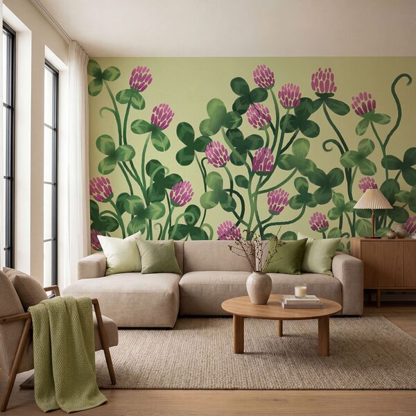 Papier peint - Des fleurs aux couleurs éclatantes au milieu d'une végétation luxuriante (UGS : t01121) Papier peint - Des fleurs aux couleurs éclatantes au milieu d'une végétation luxuriante (UGS : t01121)