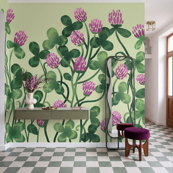 Papier peint - Des fleurs aux couleurs éclatantes au milieu d'une végétation luxuriante (UGS : t01121) Papier peint - Des fleurs aux couleurs éclatantes au milieu d'une végétation luxuriante (UGS : t01121)
