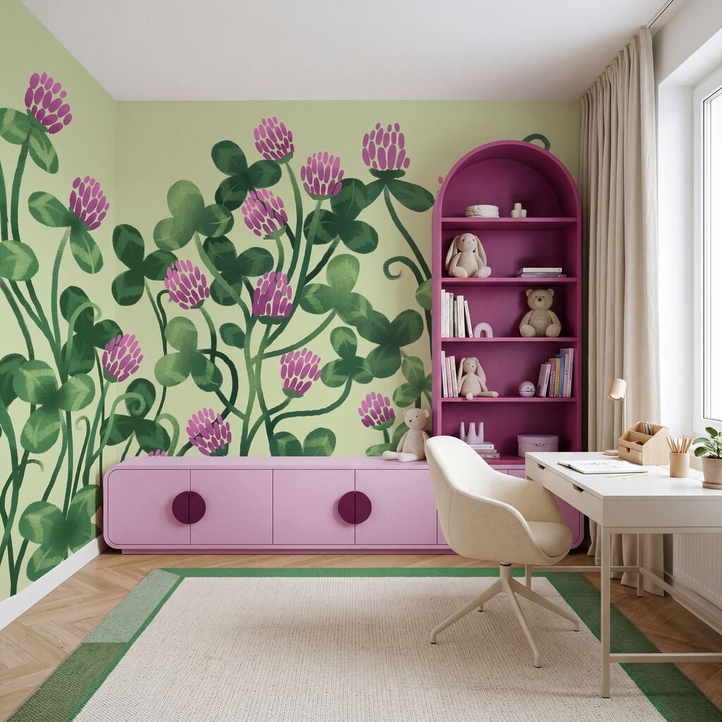 Papier peint - Des fleurs aux couleurs éclatantes au milieu d'une végétation luxuriante (UGS : t01121) Papier peint - Des fleurs aux couleurs éclatantes au milieu d'une végétation luxuriante (UGS : t01121)
